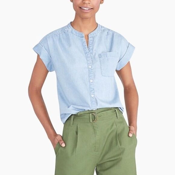 J. Crew JCrew Mercantile Chambray Camp Shirt size XS - Picture 1 of 5